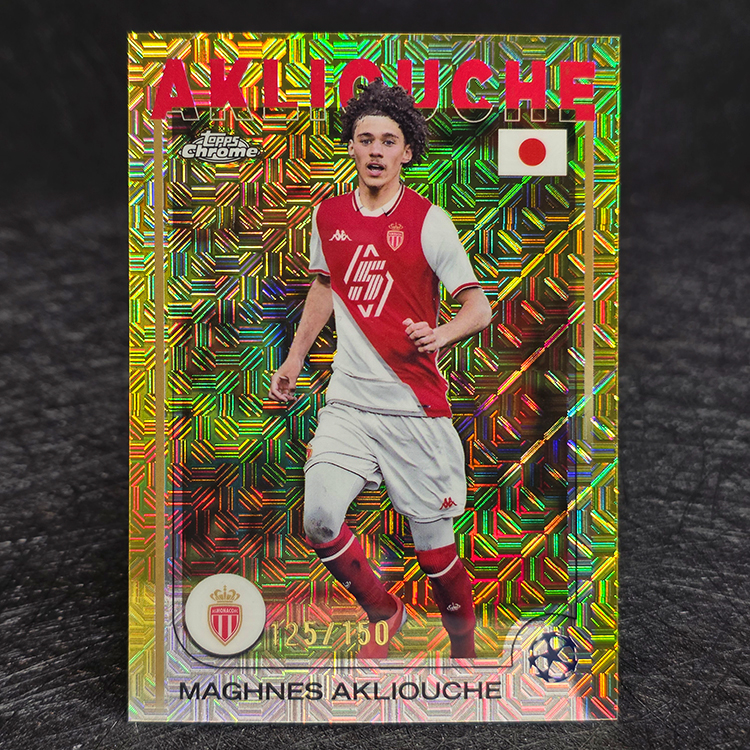 Topps Chrome UEFA 2024-25 - Japanese Edition, Yellow - Maghnes Akliouche, Monaco /150 #64