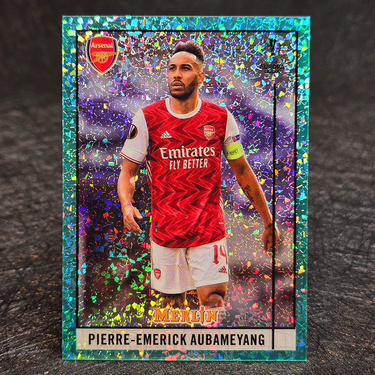 Topps Merlin UEFA 2020-21 - Aqua Speckle - Pierre-Emerick Aubameyang, Arsenal /175 #43