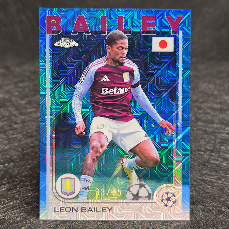 Topps Chrome UEFA 2024-25 - Japanese Edition, Blue - Leon Bailey, Aston Villa /75 #133