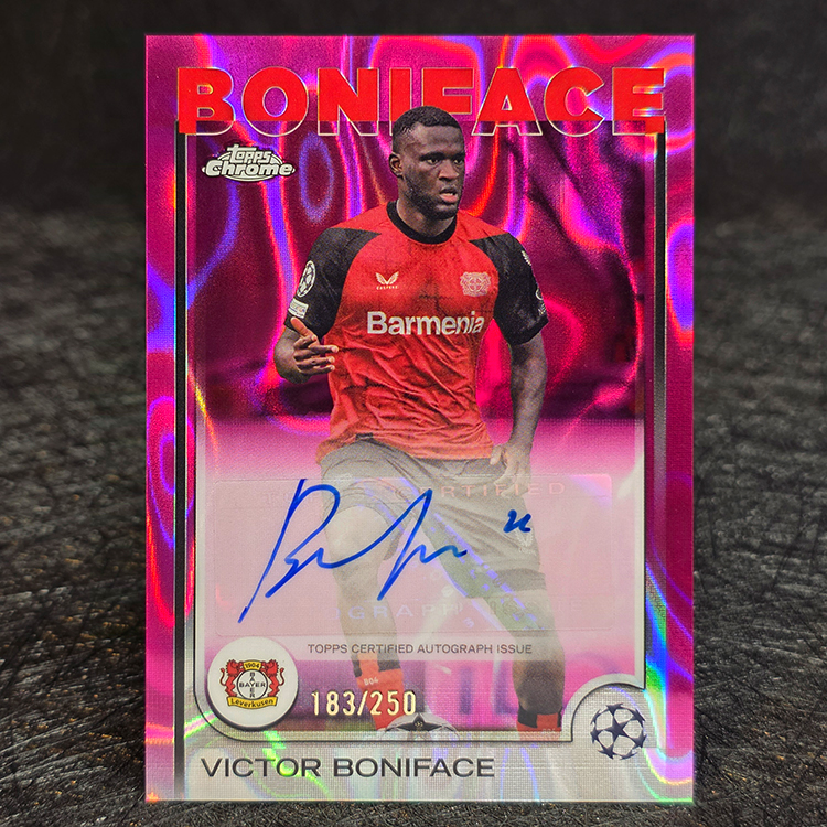 Topps Chrome UEFA 2024-25 - Autograph, Pink - Victor Boniface, Bayer Leverkusen /250 #CA-VB