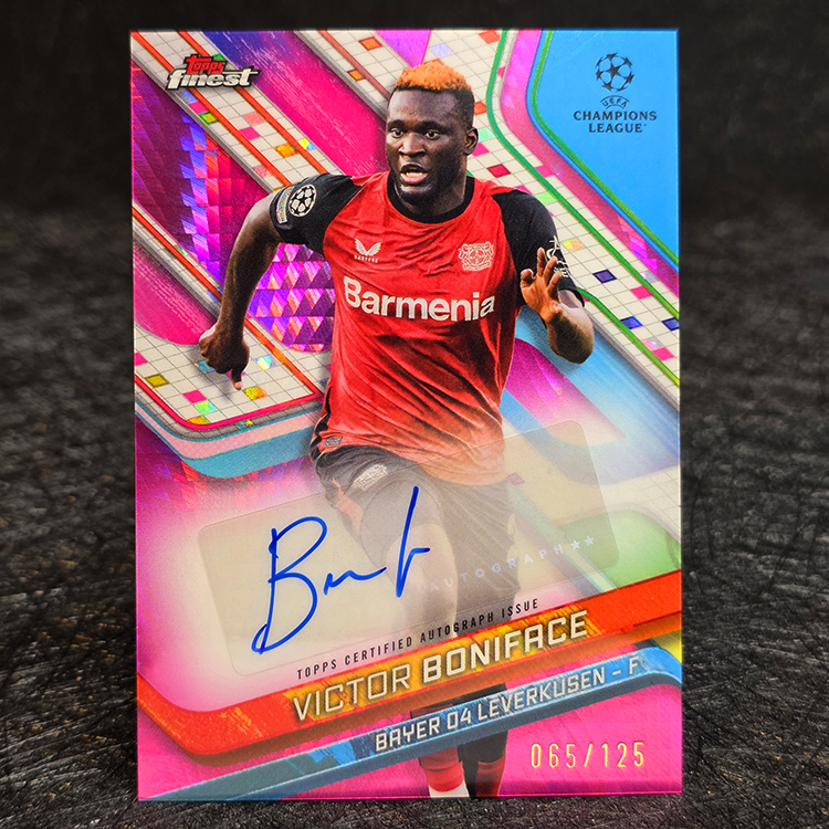 Topps Finest UEFA 2024-25 - Autograph, Pink - Victor Boniface, Bayer Leverkusen /125 #BR-VB