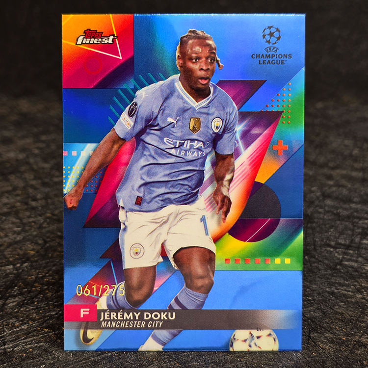 Topps Finest UEFA 2023-24 - Blue - Jeremy Doku, Manchester City /275 #17