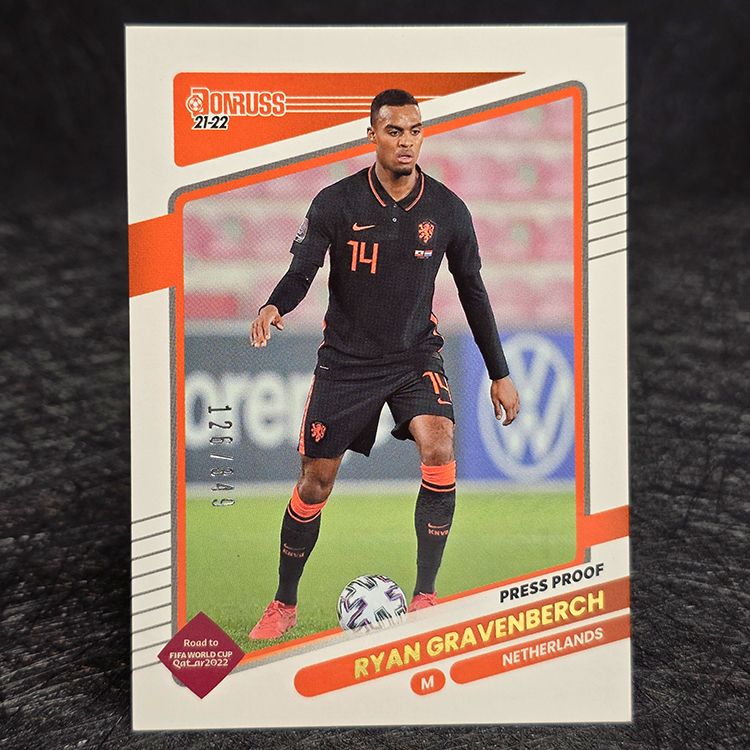 Panini Donruss Road to Qatar 2021-22 - Press Proof, Gold - Ryan Gravenberch, Netherlands /349 #96