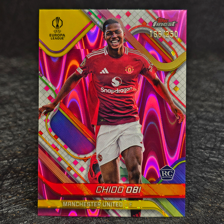Topps Finest UEFA 2024-25 - Pink - Chido Obi, Manchester United /250 #56