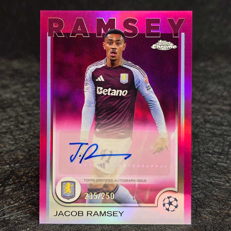Topps Chrome UEFA 2024-25 - Autograph, Pink - Jacob Ramsey, Aston Villa /250 #CA-JR
