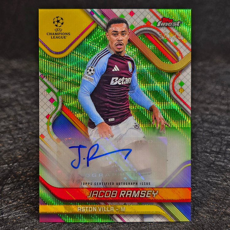 Topps Finest UEFA 2024-25 - Autograph, Green - Jacob Ramsey, Aston Villa /99 #BA-RA