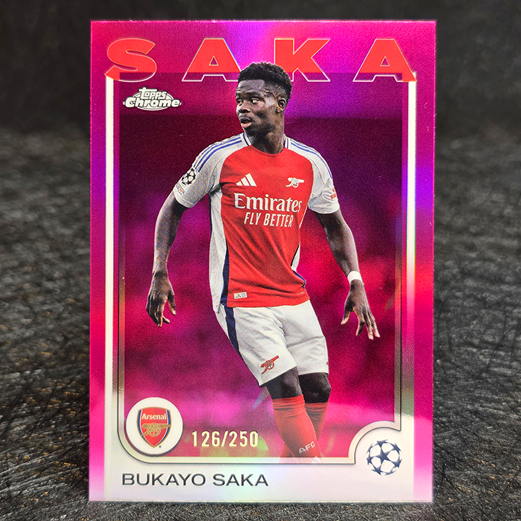 Topps Chrome UEFA 2024-25 - Pink - Bukayo Saka, Arsenal /250 #77