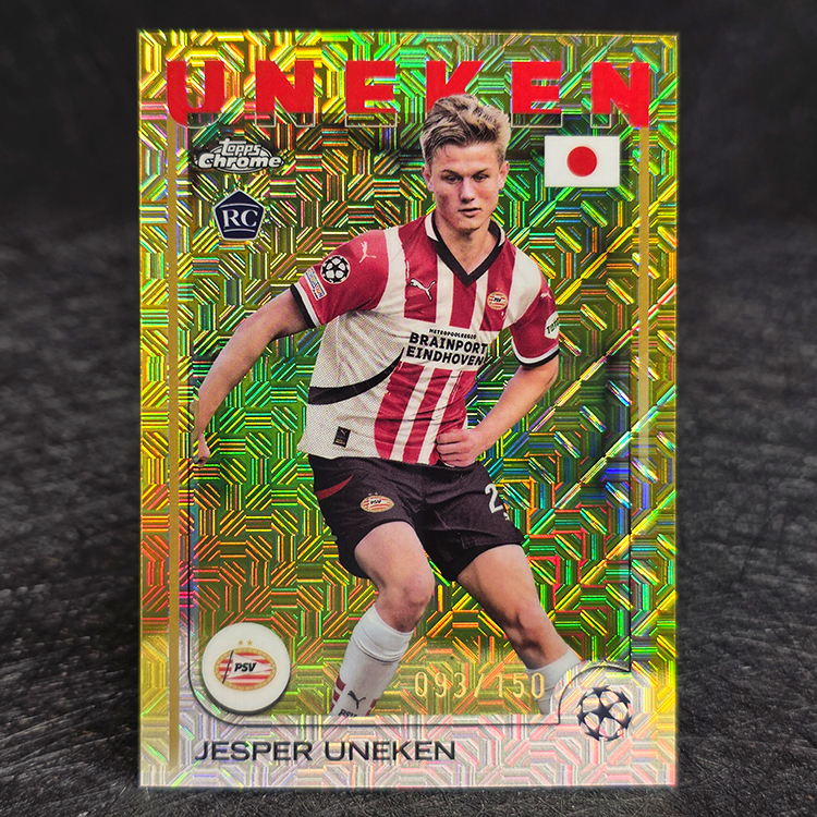 Topps Chrome UEFA 2024-25 - Japanese Edition, Yellow - Jesper Uneken, PSV Eindhoven /150 #97