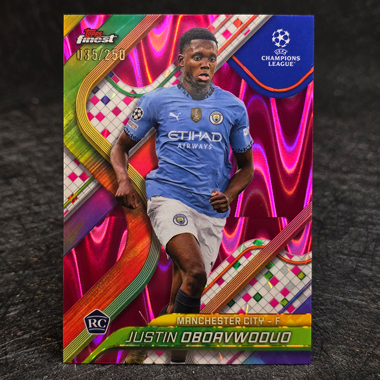 Topps Finest UEFA 2024-25 - Pink - Justin Oboavwoduo, Manchester City /250 #112