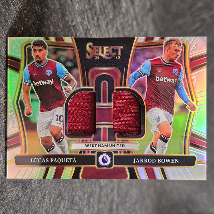 Panini Select PL 2024-25 - Dual Swatches - Lucas Paqueta, Jarrod Bowen, West Ham #DS-WHU