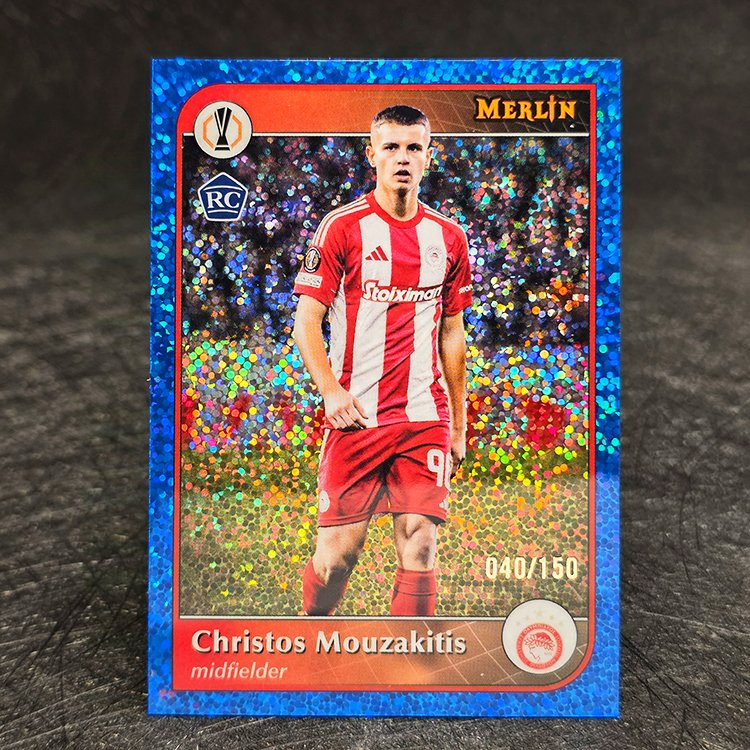 Topps Merlin UCC 2024-25 - Blue Speckle - Christos Mouzakitis, Olympiacos /150 #134