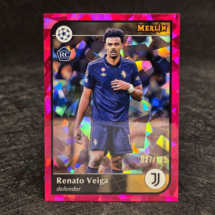 Topps Merlin UCC 2024-25 - Magenta Atomic Refractor - Renato Veiga, Juventus /125 #170