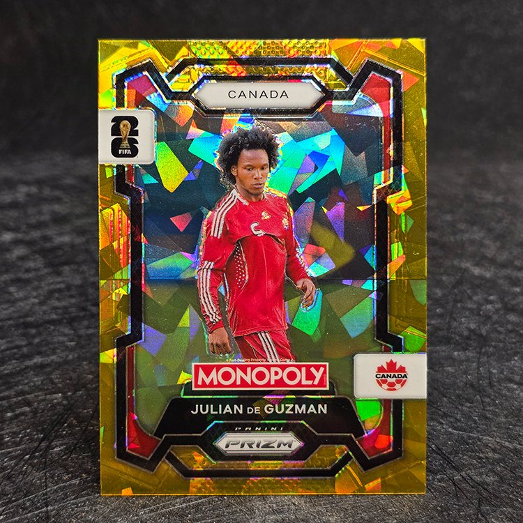 Panini Prizm Monopoly 2026 - FIFA World Cup - Gold Cracked Ice - Julian De Guzman, Canada #77