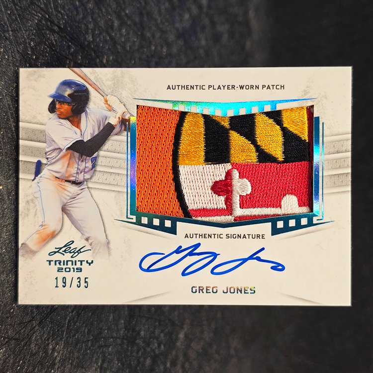 Leaf Trinity 2019 - Blue Patch Autograph - Greg Jones, Tampa Bay Rays /35 #PA-GJ1