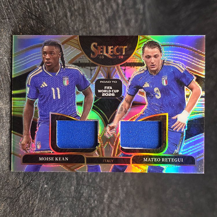 Panini Select Road To Fifa World Cup 2025-26 - Dual Jersey - Moise Kean / Mateo Retegui, Italy #DS-ITA
