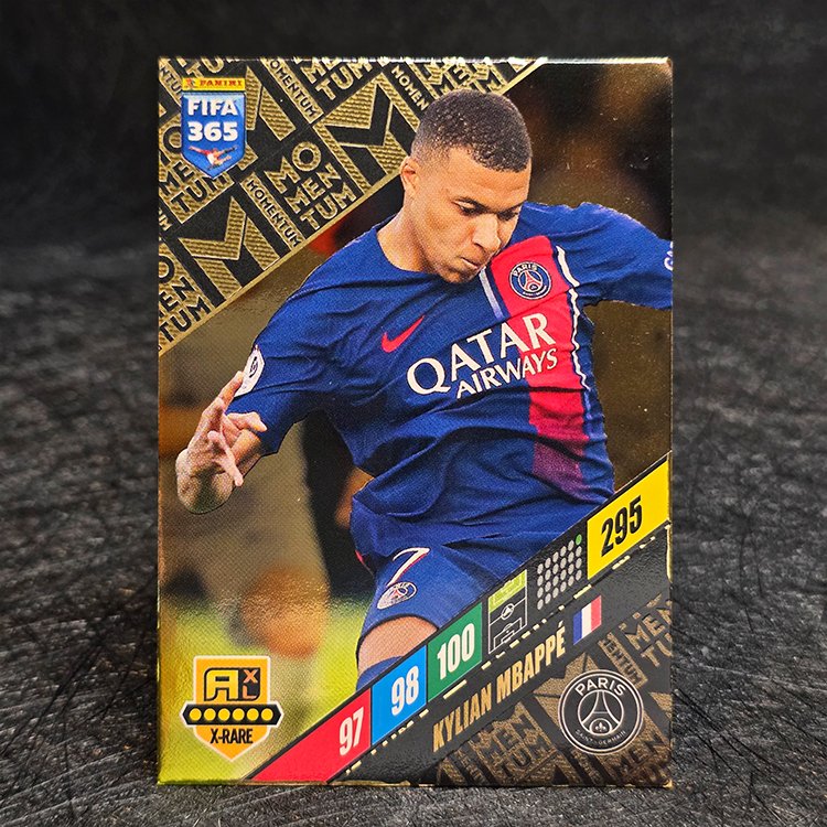 Panini Adrenalyn XL FIFA 365 2024 - X-Rare, Momentum - Kylian Mbappe, Paris St Germain