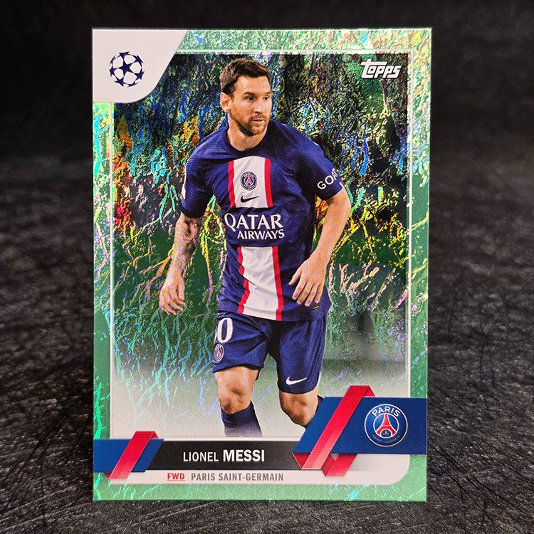 Topps UEFA 2022-23 - Jade Edition - Neon Green Shimmer - Lionel Messi, Paris St Germain #1
