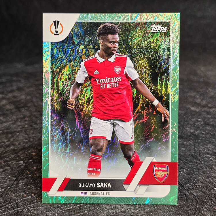 Topps UEFA 2022-23 - Jade Edition - Neon Green Shimmer - Bukayo Saka, Arsenal #25